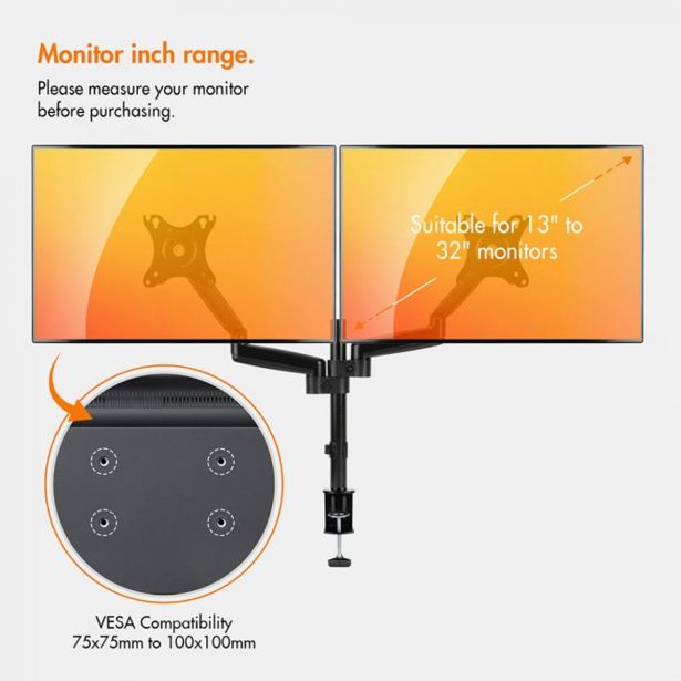 RAČUNALNIŠKI DODATEK VONHAUS NOSILEC ZA MONITOR DVOJNI DO 32" PLINSKI DROG