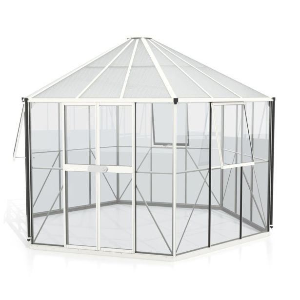 RASTLINJAK, STEKLO/POLIK. VITAVIA PAVILJON HERA 9000 ESG/VP 3/6MM BELA 3.8X3.8M