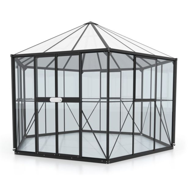 RASTLINJAK, STEKLO/POLIK. VITAVIA PAVILJON HERA 9000 ESG/VP 3/6MM ČRNA 3.8X3.8M