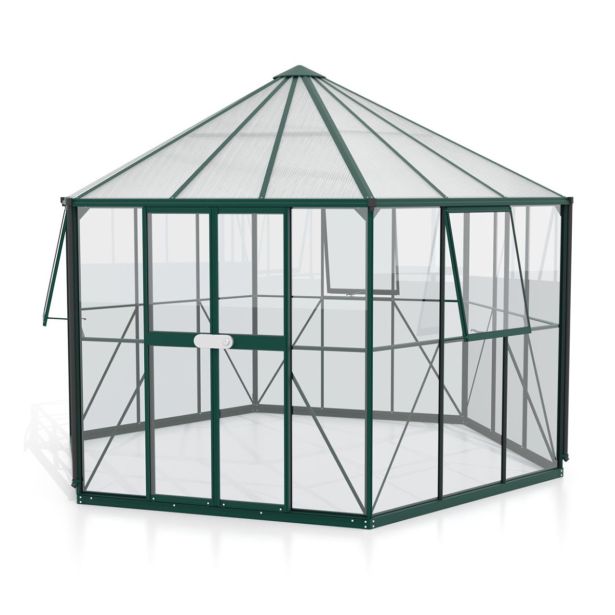 RASTLINJAK, STEKLO/POLIK. VITAVIA PAVILJON HERA 9000 ESG/VP 3/6MM SMARAGDNA 3.8X3.8M