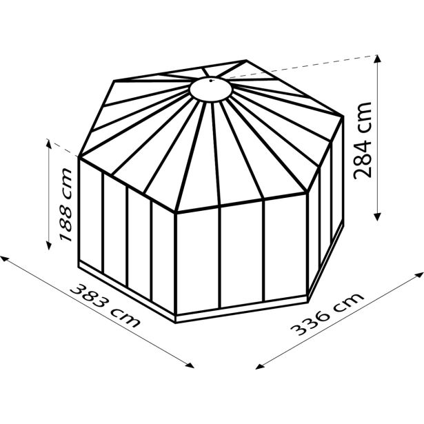 POLIKARBONATNI RASTLINJAK VITAVIA CIRKUS 9000 6MM ALUMINIJ 284X336X383