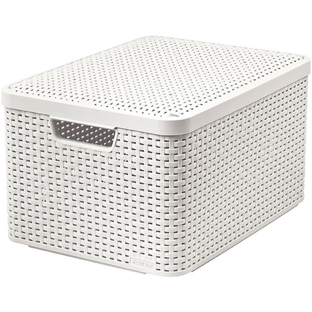 KOŠARA ZA SHRANJEVANJE CURVER RATAN S POKROVOM BELA L