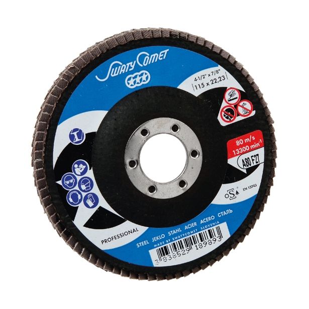 RAVNI BRUSNI LAMELNI DISK SWATYCOMET-P 115X22.23 MM K80 ZA KOVINO, LES