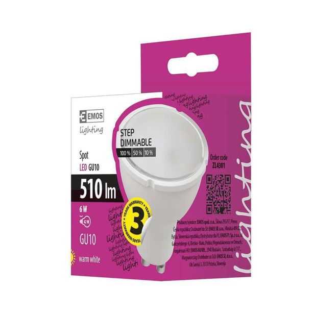 RAZNA LED ŽARNICA EMOS 220-240V DIMM 5W/WW GU10 DIMM 3 STEP