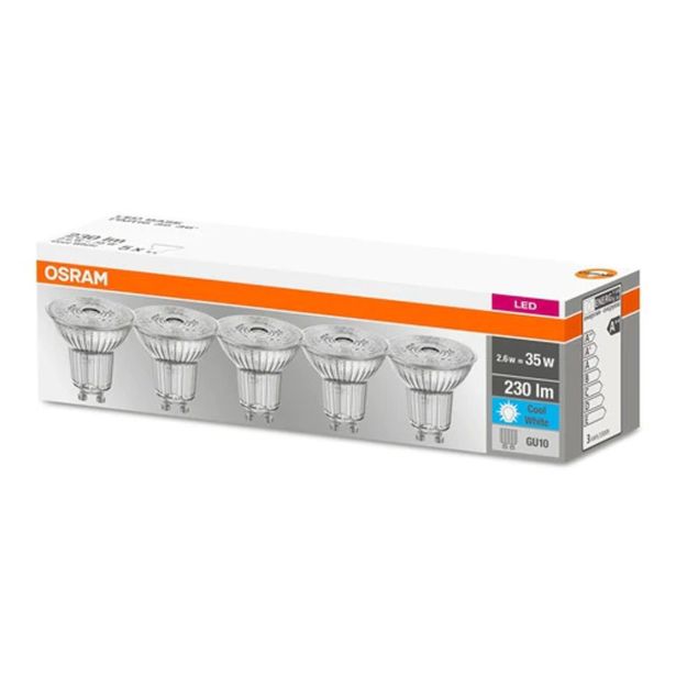 RAZNA LED ŽARNICA OSRAM PAR16 2.6W/840, 36 BASE, GU10, PAK/5