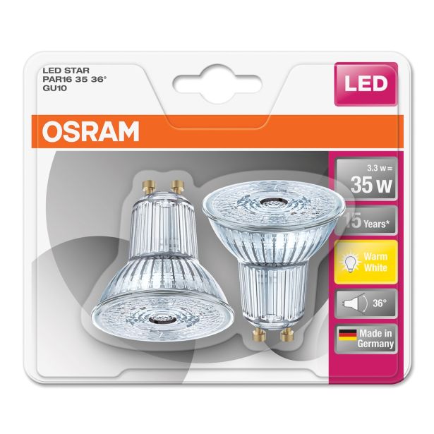 RAZNA LED ŽARNICA OSRAM ST PAR16 36° 3.3W/827 220-240V GU10 BL/2