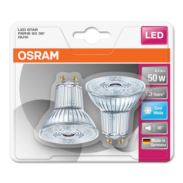 RAZNA LED ŽARNICA OSRAM ST PAR16 36° 4.3W/840 220-240V GU10 BL/2
