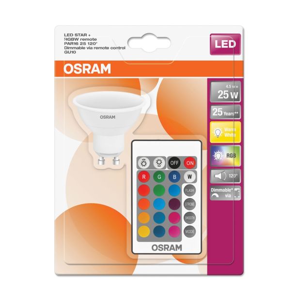 RAZNA LED ŽARNICA RETROFIT PAR RGBW 4.5W/827 FR GU10 220-240V DIM BARVNA BL/1