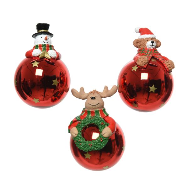 STEKLENA BUNKA RDEČA Z DEKORJEM, FI 70 MM, SORT