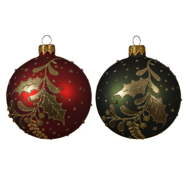 STEKLENA BUNKA RDEČA/ZELENA Z DEKORJEM, FI 80 MM, SORT