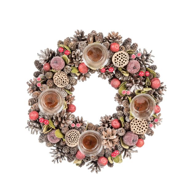 VENČEK GLOSSTYLE RDEČI ADVENTNI S 4 KOZARČKI PREMERA 32 CM