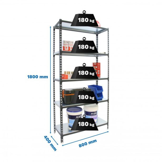 REGAL SIMONRACK 180X80X40 CM 5P/180KG ANTRACIT SIMONCLICK MINI