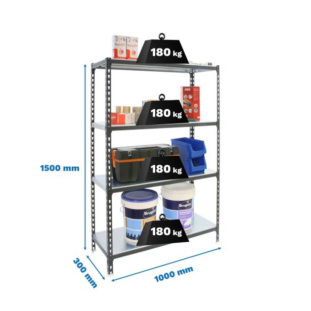REGAL SIMONRACK 150X100X30 CM 4P/180KG ANTRACIT SIMONCLICK PLUS