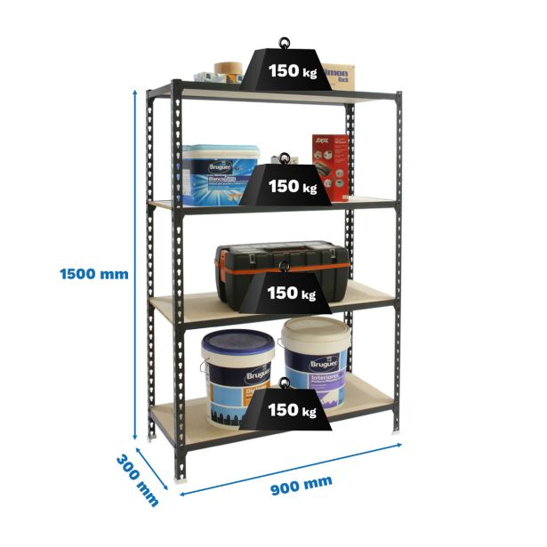 REGAL SIMONRACK 150X90X30 CM 4P/150KG ANTRACIT MADERCLICK