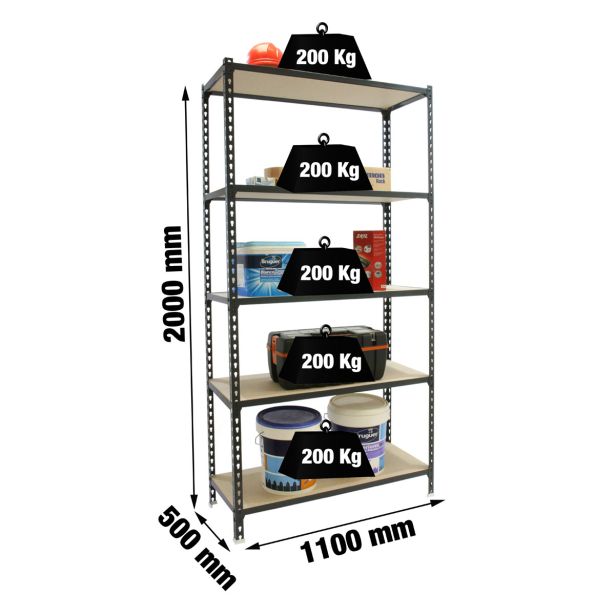 REGAL SIMONRACK 200X110X50 CM 5P/200KG ANTRACIT MADERCLICK SUPER