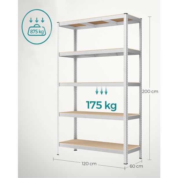 REGAL SONGMICS 200X120X60 CM 5P/175KG GLR060E01 RJAVO-SREBRNO