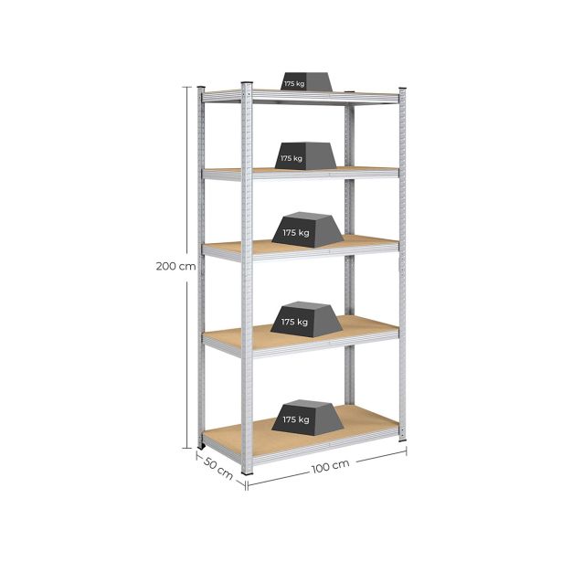 REGAL SONGMICS 200X100X50 CM 5P/175KG GLR050E01 BEŽ-SREBRN