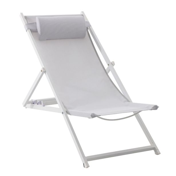 LEŽALNIK IZ TEKSTILENA NATERIAL PLAŽNI BEL ALU TEKST 113.5X58