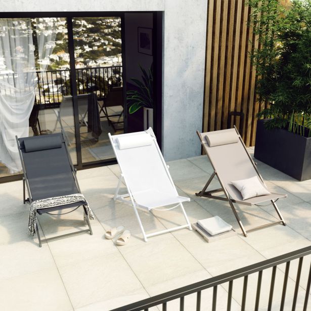 LEŽALNIK IZ TEKSTILENA NATERIAL PLAŽNI SIV ALU, TEKST 113.5X58