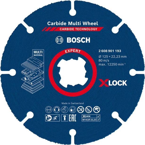 REZALNA PLOŠČA EXPERT CARBIDE MULTI WHEEL X-LOCK, 125 MM, 22,23 MM