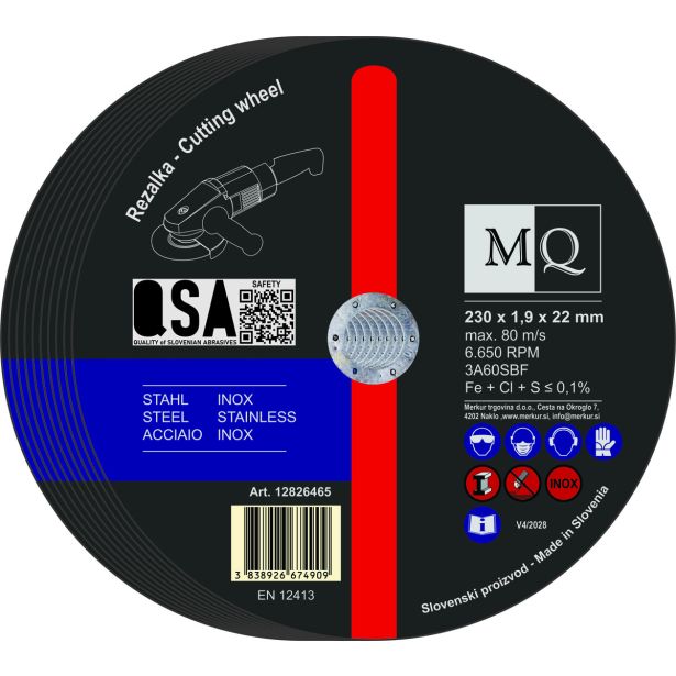 REZALNA PLOŠČA ZA JEKLO MQ 230X1.9X22 10-DELNI SET ZA JEKLO/INOX