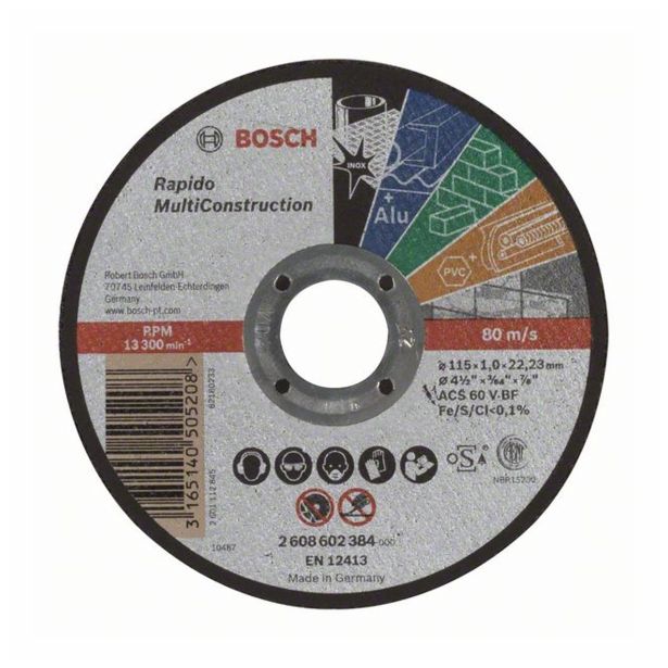 VEČNAMEN. REZALNA PLOŠČA BOSCH 115X1X22 MM UNIVERZAL