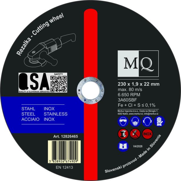 REZALNA PLOŠČA ZA RF MQ 230X1.9X22 3A60SBF