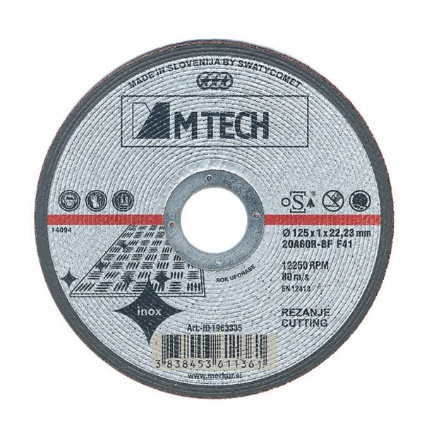 REZALNA PLOŠČA ZA RF MTECH 125X1X22 MM 20A60R-BF