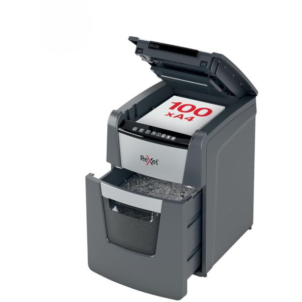 UNIČEVALNIK PAPIRJA REXEL AUTO+ 100X 4X28/P4 OPTIMUM 2020100XEU