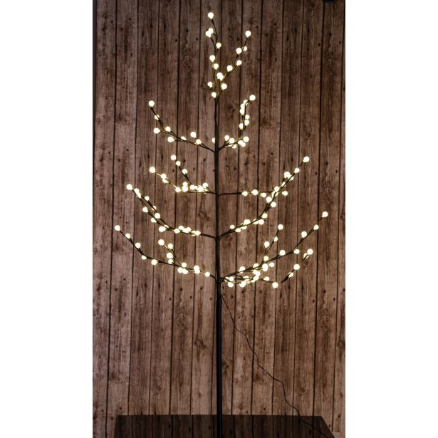 LUČKE MQ RJAVO DREVO 150 CM S KROGLICAMI TOLO BELE