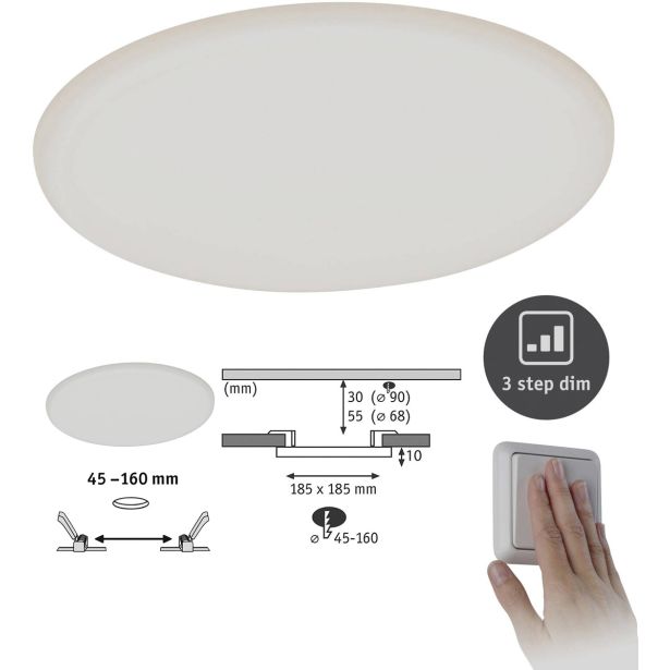 LED PANEL RL VELUNA 17W WW 3STEP DIM, FI=185MM IP44