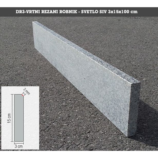 IZDELEK IZ GRANITA ROBNIK DR3 REZAN VRTNI 3X15X100 CM SVETLO SIV