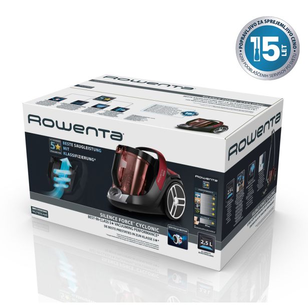 ROWENTA SILENCE FORCE CYCLONIC RO7260EA - SESALNIK BREZ VREČKE.UČINKOVITO ODSTRANJEVANJE PRAHU,