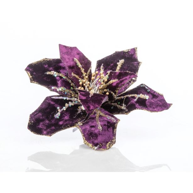 OKRASEK ZA JELKO GLOSSTYLE ROŽA 19 CM VIJOLA