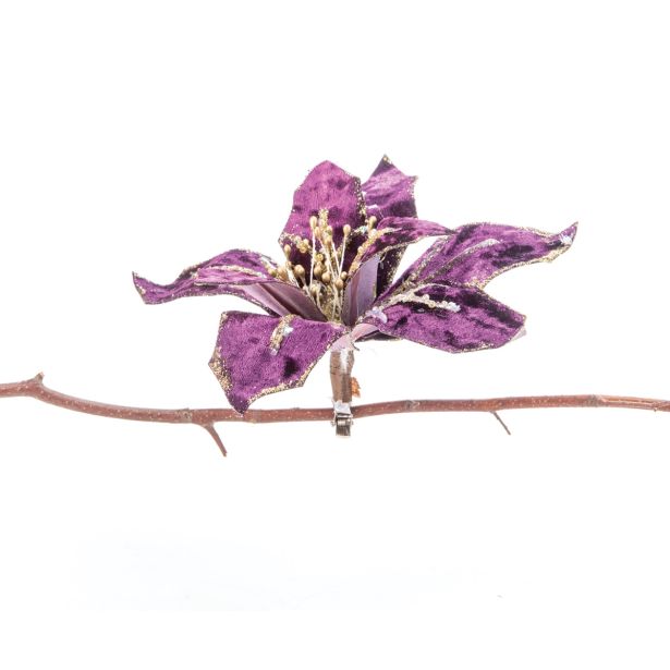 OKRASEK ZA JELKO GLOSSTYLE ROŽA 19 CM VIJOLA