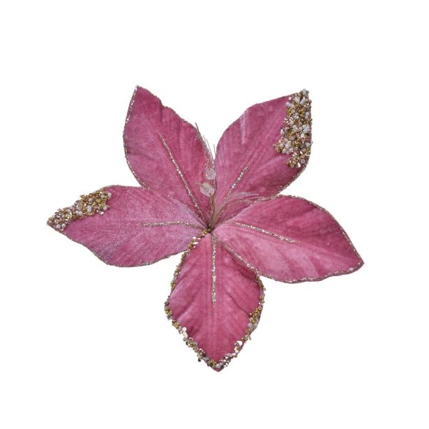 OKRASEK ZA JELKO ROŽA 20 CM T. ROZA 25 LED 2X CR2032