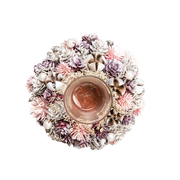 DEKORACIJA GLOSSTYLE ROZA S STEKLENIM KOZARČKOM FI 18 CM