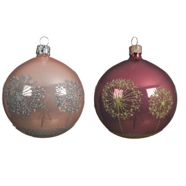 STEKLENA BUNKA ROZA Z DEKORJEM, FI 80 CM, SORT