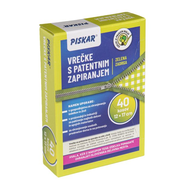 GOSPODINJSKA VREČKA PISKAR 12 X 17 CM S PATENT ZAPIRANJEM 1/40
