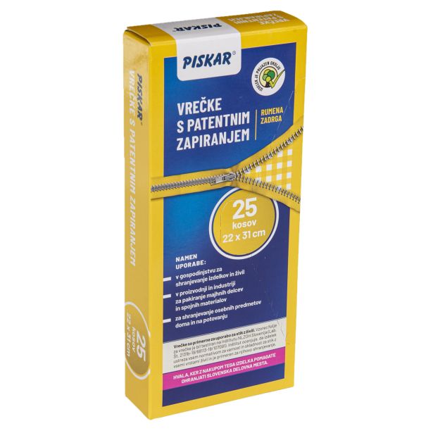 GOSPODINJSKA VREČKA PISKAR 25/1 22 X 31 CM S PATENT ZAPIRANJEM