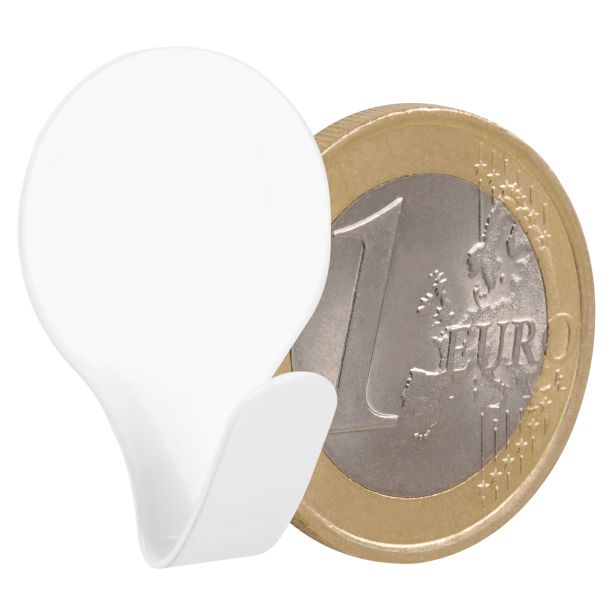 PVC OBEŠALNA KLJUKA WALTECO SAMOLEPILNA PVC BELA ZAV=2KOS