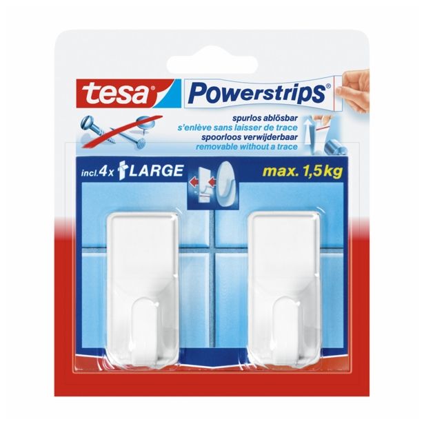 SAMOLEPILNI IZDELEK TESA POWERSTRIPS KLJUKICA KLASIK 2/1 BELA