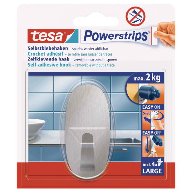 SAMOLEPILNI IZDELEK TESA POWERSTRIPS KLJUKICA OVALNA 2/1 KOVINSKA