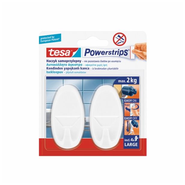 SAMOLEPILNI IZDELEK TESA POWERSTRIPS KLJUKICA OVALNA 2/1 BELA