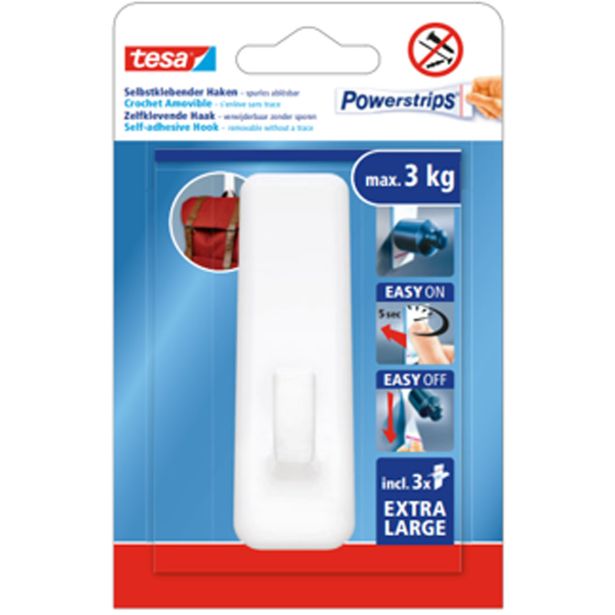 SAMOLEPILNI IZDELEK TESA POWERSTRIPS KLJUKICA XL PRAVOKOTNA 2/1 BELA