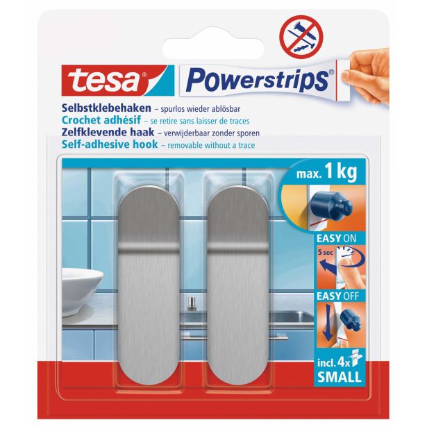 SAMOLEPILNI IZDELEK TESA POWERSTRIPS MINI KLJUKICA 2/1 KOVINSKA