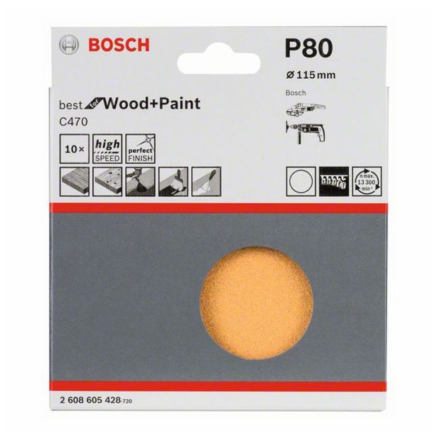 10-DELNI SET SAMOPRITRDILNIH BRUSNIH DISKOV BOSCH 115 MM BREZ LUKENJ K80 RUMENI ZA LES