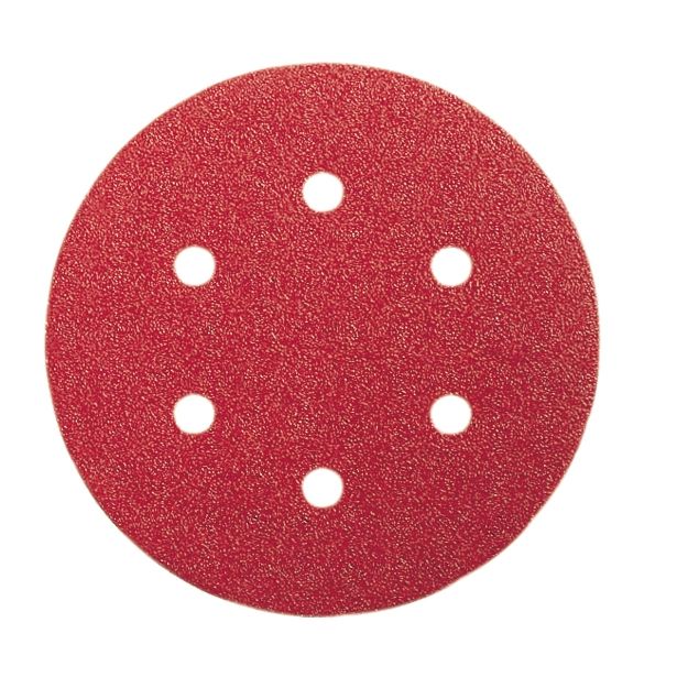 5-DELNI SET SAMOPRITRDILNIH BRUSNIH DISKOV BOSCH 150 MM K180 6 LUKENJ RDEČA BARVA ZA LES