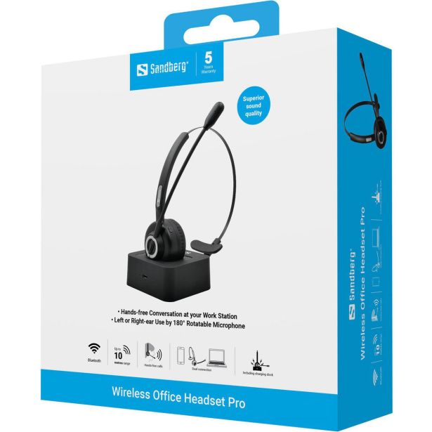 SANDBERG SLUŠALKE BT OFFICE HEADSET PRO