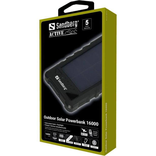 SANDBERG SOLARNA BATERIJA POWERBANK 16.000 OUTDOOR, 20W